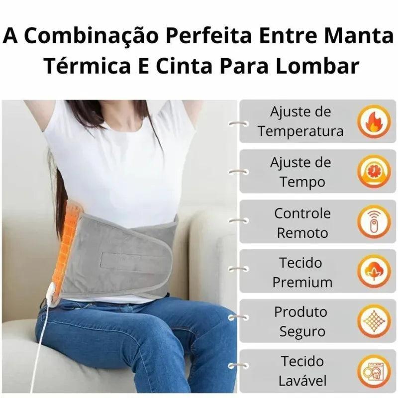 Cinta Térmica Recarregável com Aquecimento – Alívio de Dores Musculares e Lombares