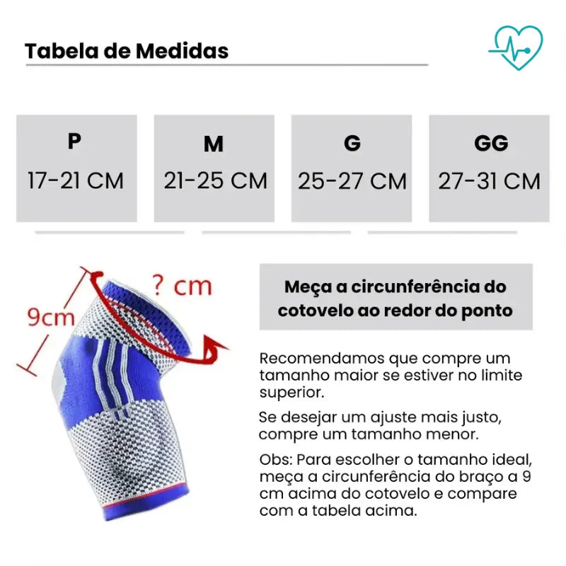 Cotoveleira de Compressão com Almofada de Silicone – Alívio da Dor e Epicondilite