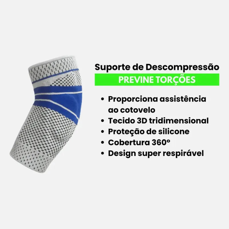 Cotoveleira de Compressão com Almofada de Silicone – Alívio da Dor e Epicondilite