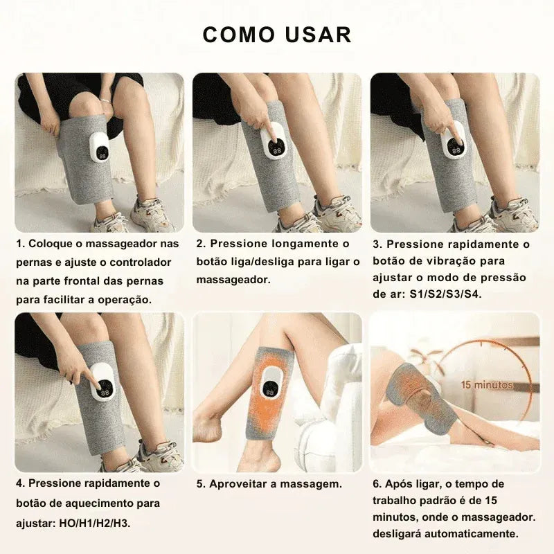 Massageador de Pernas e Panturrilhas com Aquecimento