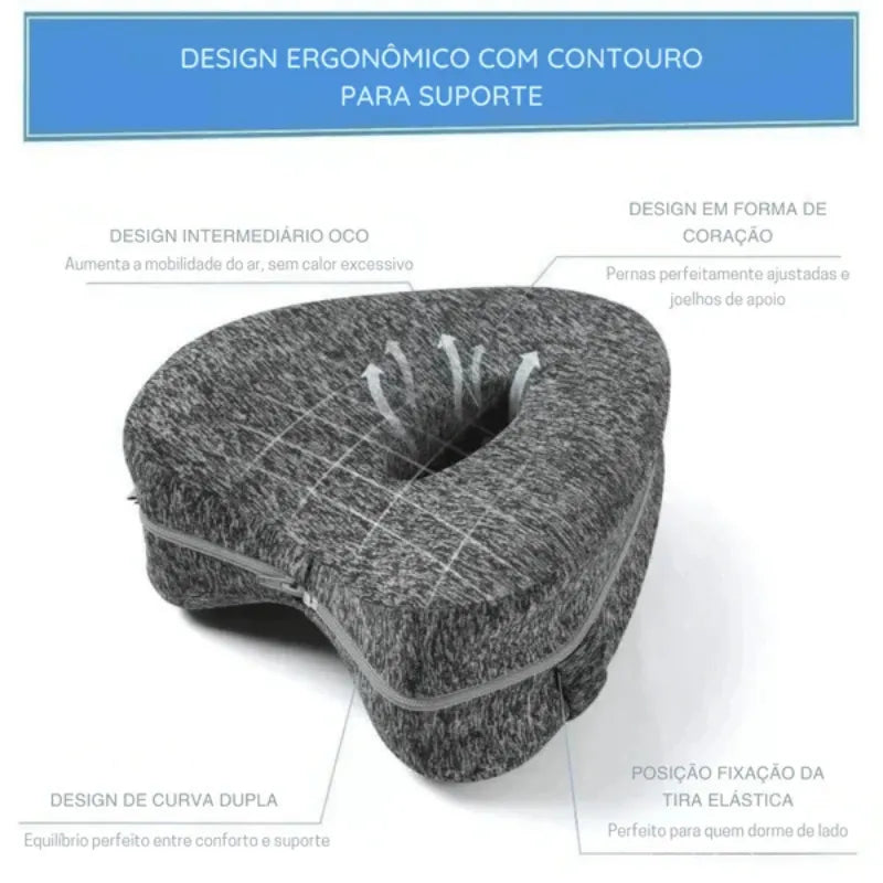 Travesseiro Ortopédico para Pernas e Joelhos com Espuma de Memória