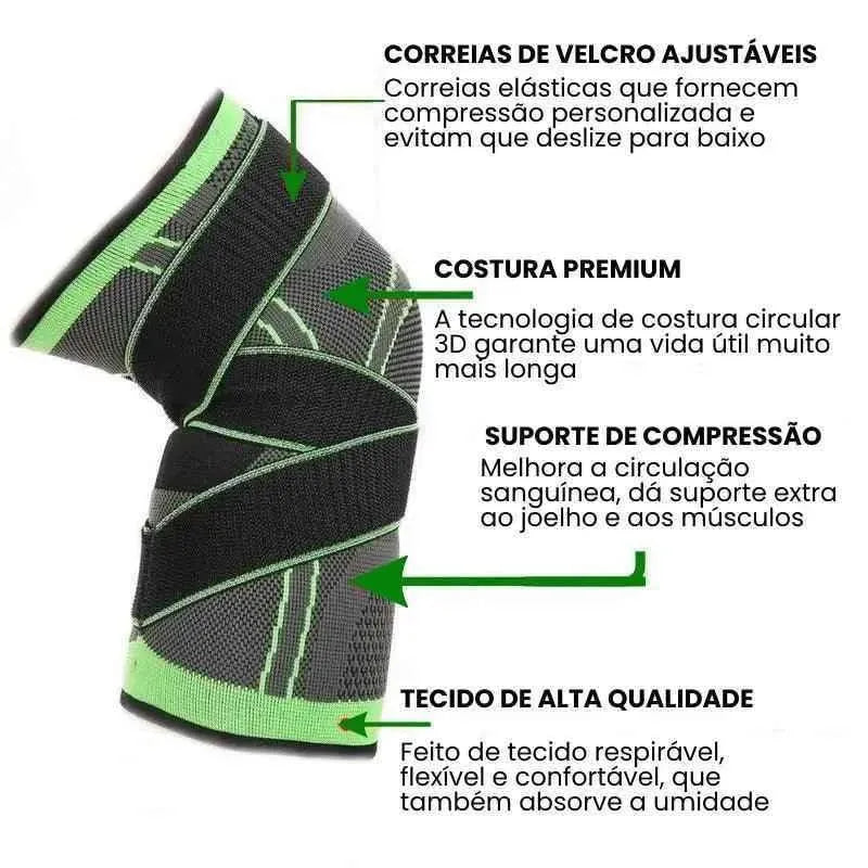 Joelheira de Compressão com Suporte Ajustável e Estabilização