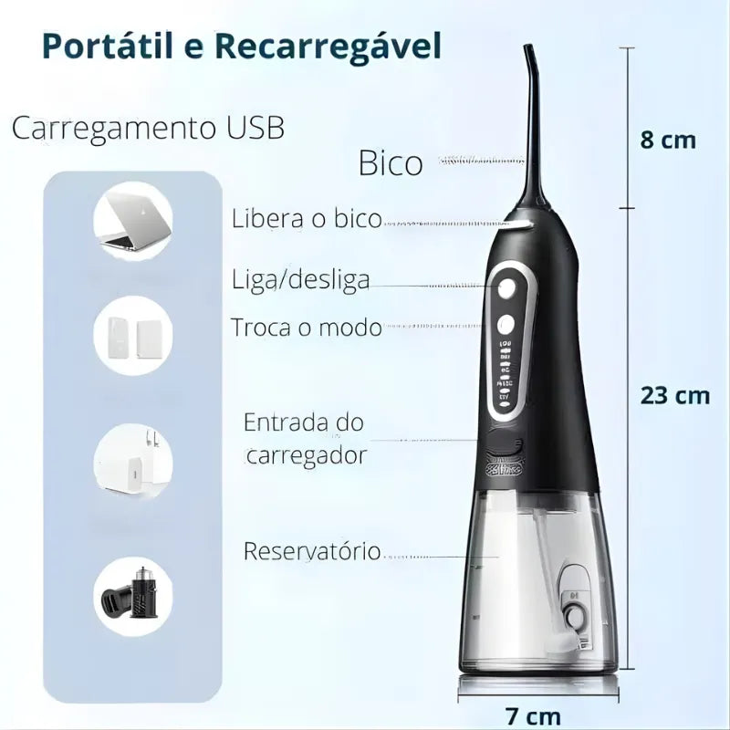 Irrigador Oral Portátil DentalJet™ - Higiene Bucal Profunda e Eficiente