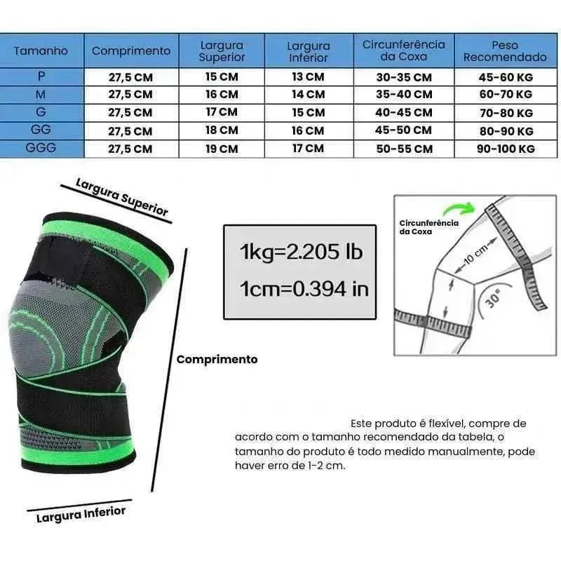 Joelheira de Compressão com Suporte Ajustável e Estabilização