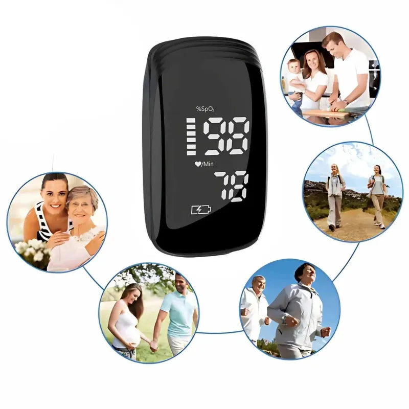 Oxímetro Digital de Dedo Recarregável – Monitor de Pulso e Oxigênio